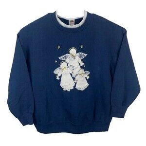 Vintage Fruit Of The Loom Best   Angels  Women's Blue Sweatshirt Size 2XL